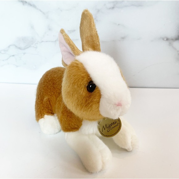 Aurora World Miyoni Bunny Rabbit Stuffed Animal Plush 8 Inch Brown White - Picture 1 of 9